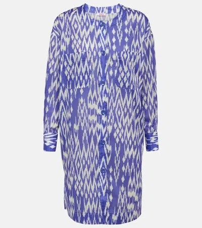 Eres Hurricane Printed Cotton Shirt Dress In Blue