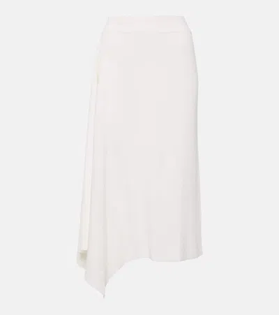 Loro Piana Tazawa Rib Asymmetric Midi Skirt In 1000 White