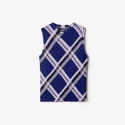 Burberry Plaid-check Ribbed Silk Vest In Knight