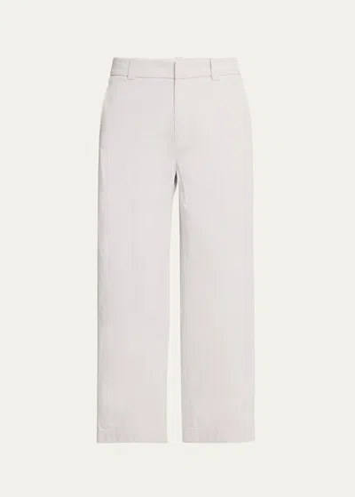 Vince Mid-rise Washed Cotton Cropped Pants In Lunar Dust
