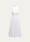 Veronica Beard Kinny High-neck A-line Midi Dress In White