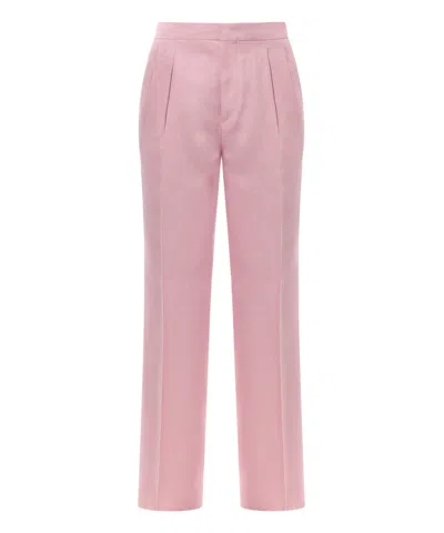 Tagliatore Linen Trouser With Frontal Pinces In Pink