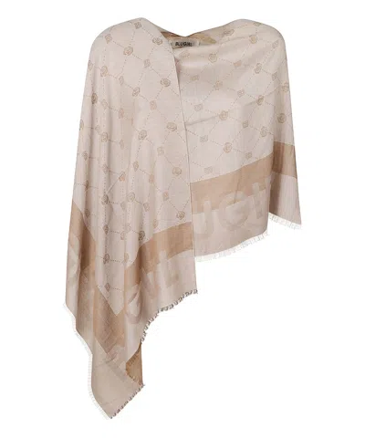 Blugirl Jacquard Monogram Poncho In Beige