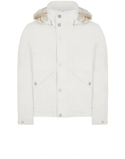 Stone Island Lightweight Jacket White Linen, Polyurethane Coated In Blanc