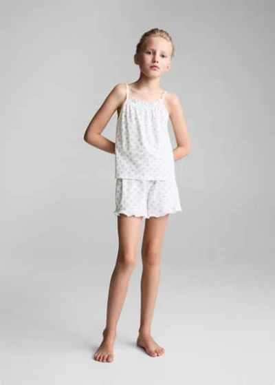 Mango Kids' Printed Short Pyjamas Off White In Blanc Cassé