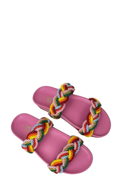 Yosi Samra Michelle Braided Sandal In Multicolor In Pink