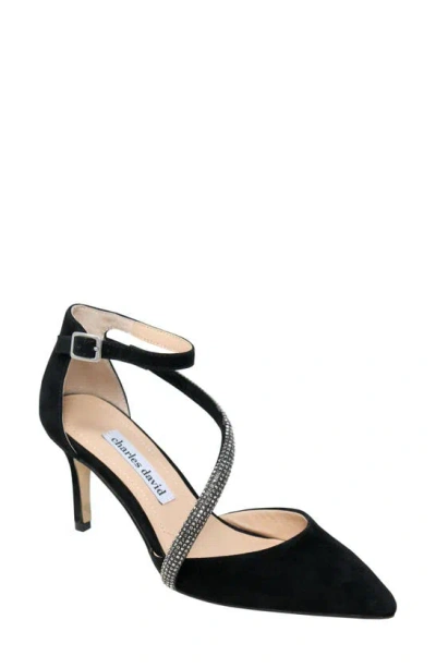 Charles David Adorn Ankle Strap Pointed Toe Pump In Black