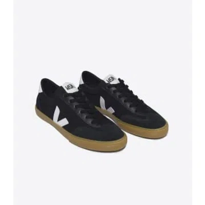 Veja Black White And Natural Canvas Volley Shoes