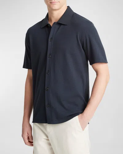 Vince Men's Variegated Jacquard Short-sleeve Shirt In Coastal