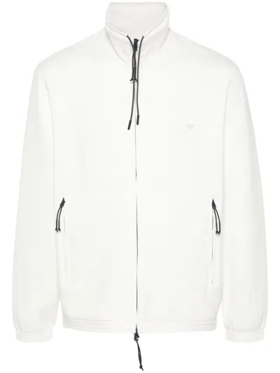 Emporio Armani Appliqué-logo Zipped Sweatshirt In White