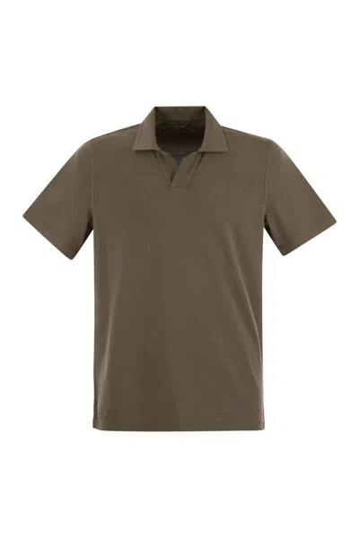 Fedeli Cotton Polo Shirt In Brown