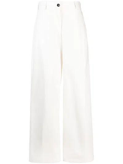 Jil Sander Wide-leg Cotton Trousers In White