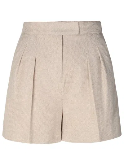 Max Mara Jessica Pleated Cotton Jersey Shorts In Beige