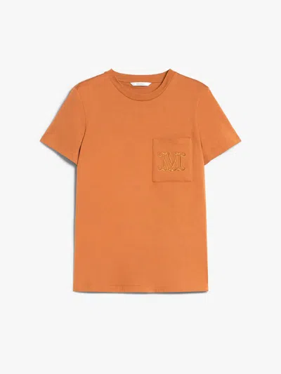Max Mara Cotton T-shirt With Pocket Clothing In Yellow & Orange