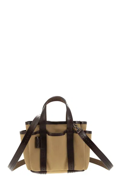 Max Mara Gardenca Basxs Giardiniera Mini Canvas And Leather Tote Bag