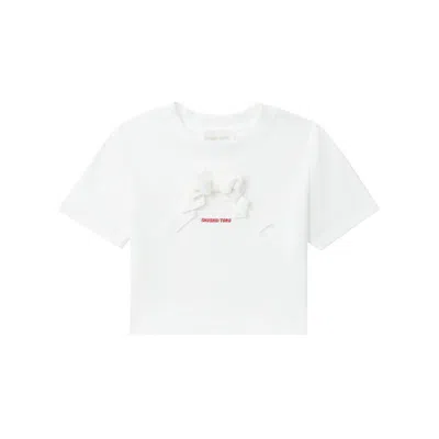 Shushu-tong Bow-detail Cotton T-shirt In White