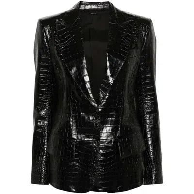 Tom Ford Leather Outerwears In Black