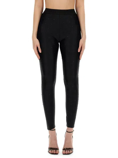 Versace Jeans Couture Crystal All-over Leggings In Black