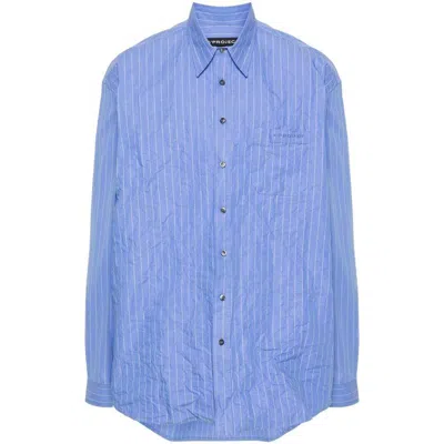 Y/project Striped Buttoned Shirt In Blue