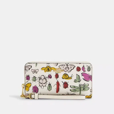 Coach Long Zip Around Wallet With Creature Print In White