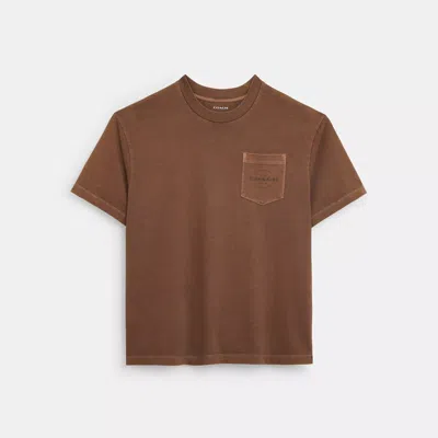 Coach Pocket T-shirt In Brown