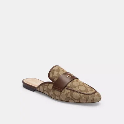 Coach Samie Slide In Signature Jacquard In Brown