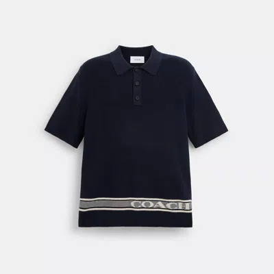 Coach Knit Polo In Blue