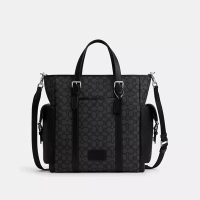 Coach Sprint Tote In Signature Jacquard In Black