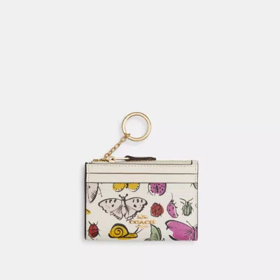 Coach Mini Skinny Id Case With Creature Print In White