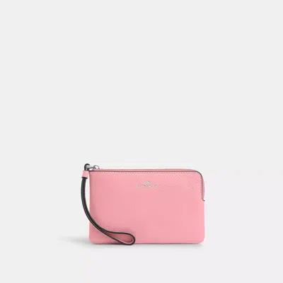 Coach Corner Zip Wristlet In Pink