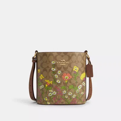 Coach Sophie Bucket Bag In Signature Canvas With Floral Print In Beige