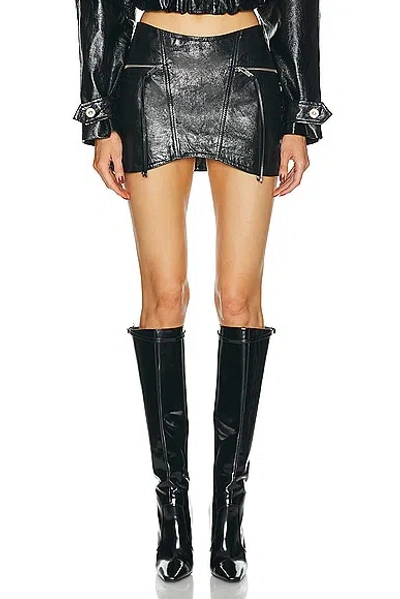 Retroféte Royce Leather Skirt In Black