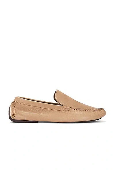 The Row Lucca Leather Moccasins In Taupe