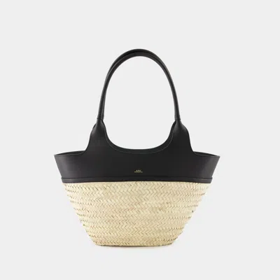 Apc A.p.c. Panier Tanger Straw Tote Bag In Black