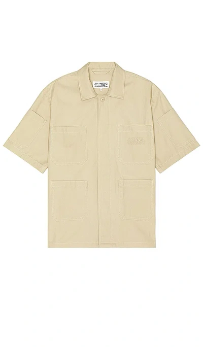 Mm6 Maison Margiela Short Sleeve Shirt In 米黄色