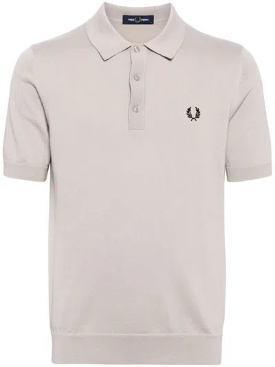 Fred Perry Wool And Cotton Blend Shirt In Grey
