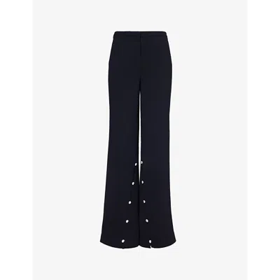 Stine Goya Womens Jet Black Button-embellished Wide-leg Recycled-polyester Woven Trousers