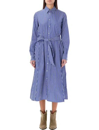Polo Ralph Lauren Striped Cotton Shirt Dress In Blue
