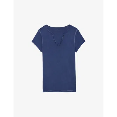 Zadig & Voltaire Zadig&voltaire Women's Deep Sea Slogan-print Short-sleeve Cotton T-shirt