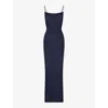Skims Womens Navy Soft Lounge Scoop-neck Stretch-modal Maxi Slip Dress