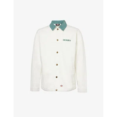 Dickies Mens White Herndon Brand-embroidered Denim Jacket