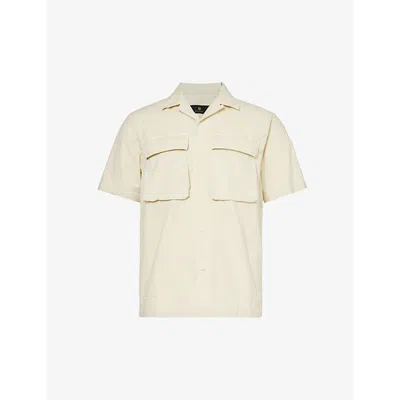 Belstaff Mens Shell Mineral Caster Camp-collar Regular-fit Stretch-cotton Shirt