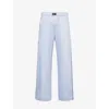 Magniberg Mens Haze Blue Sorbetto Contrast-piping Cotton Pyjama Bottoms