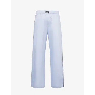 Magniberg Mens Haze Blue Sorbetto Contrast-piping Cotton Pyjama Bottoms