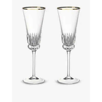 Villeroy & Boch Grand Royal Gold Crystal-glass Champagne Flutes Set Of 2 In Clear