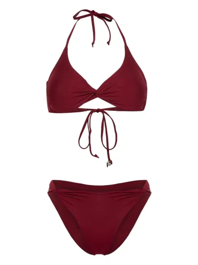 Fisico Twist-detailing Bikini Set In Bordeaux