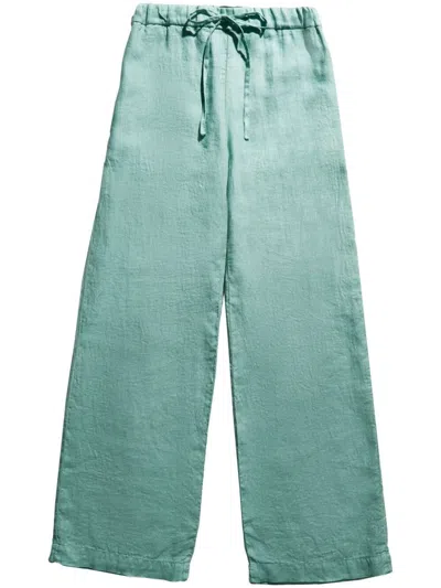 Fay Easy Wide-leg Linen Trousers In Green