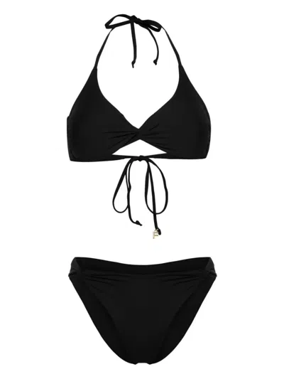 Fisico Twist-detailing Bikini Set In Black  