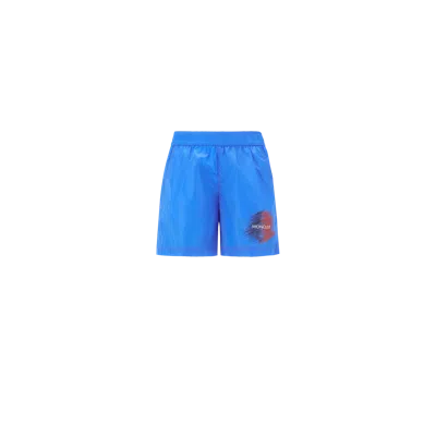 Moncler Kids' Logo Motif Swim Shorts Blue In Bleu