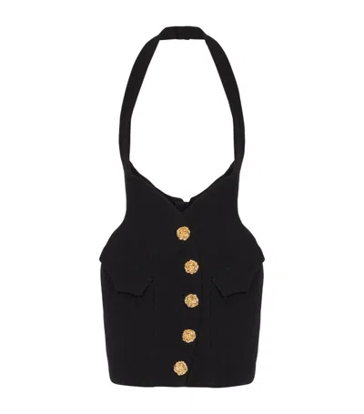 Balmain Rose-button Tulip Skirt In Black